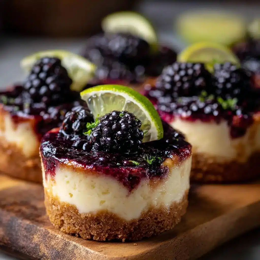 Blackberry lime cheesecake cupcakes topped with fresh blackberries and lime zest.