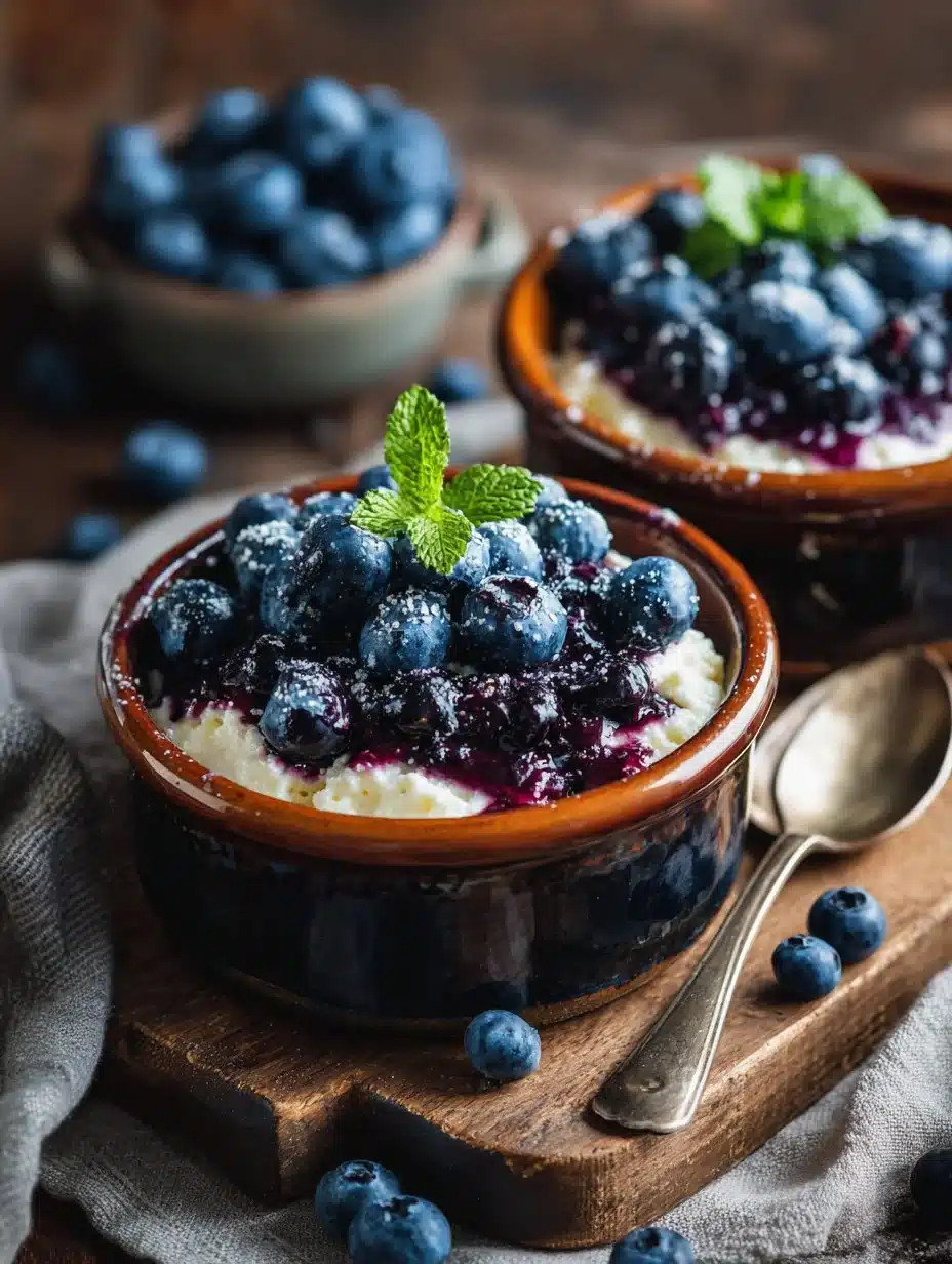 Blueberry cottage cheese bowl with fresh blueberries and granola on top