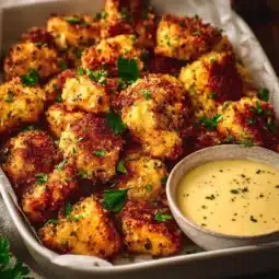 Crispy Cajun Air Fryer Chicken Bites served on a plate