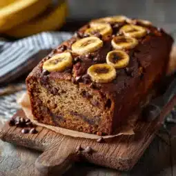 Delicious caramel chocolate miso banana bread fresh out of the oven.