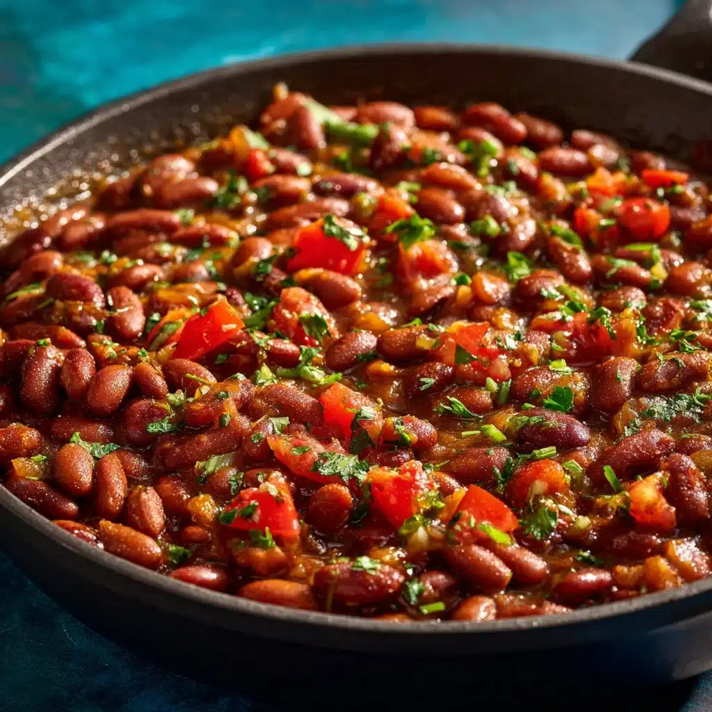 Delicious Charro Beans served in a bowl with fresh toppings