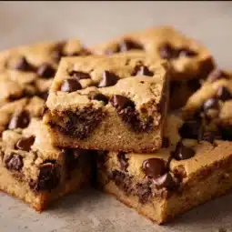 Delicious chocolate chip blondies fresh out of the oven