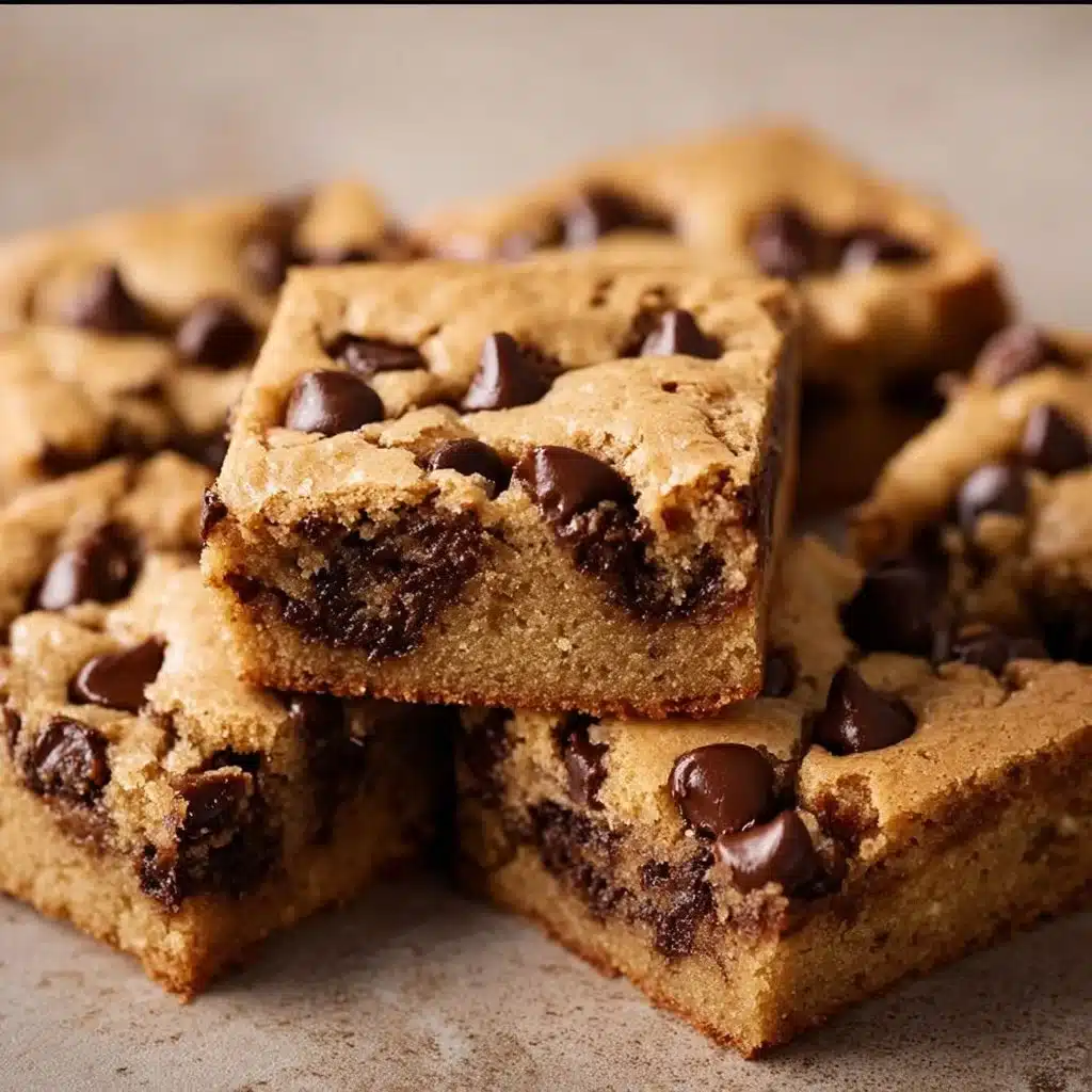 Delicious chocolate chip blondies fresh out of the oven