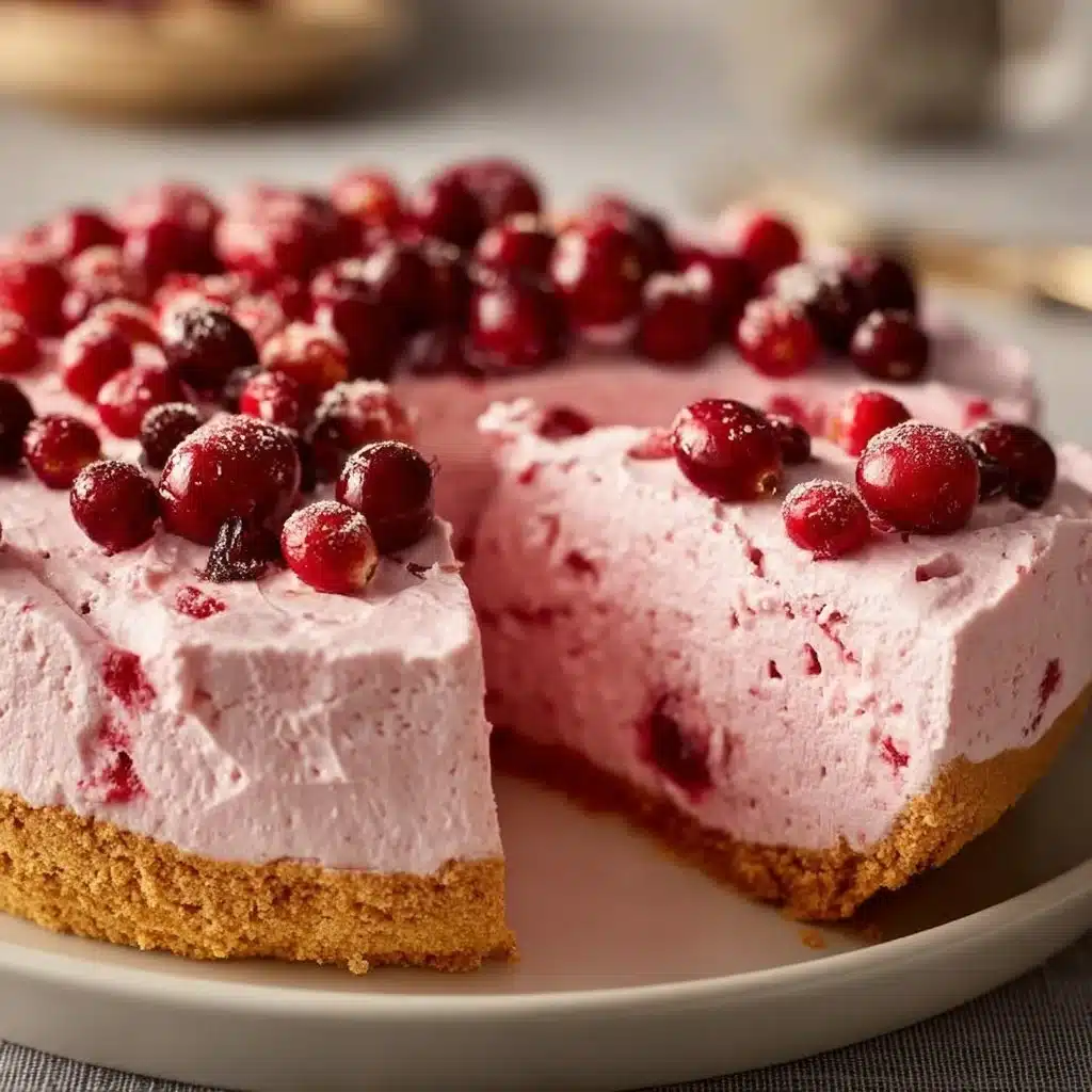 Delicious cranberry mousse served in a glass with fresh cranberries on top