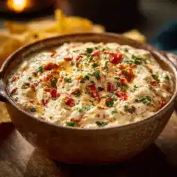 Creamy Rotel Dip made with cheese and tomatoes for a delicious snack