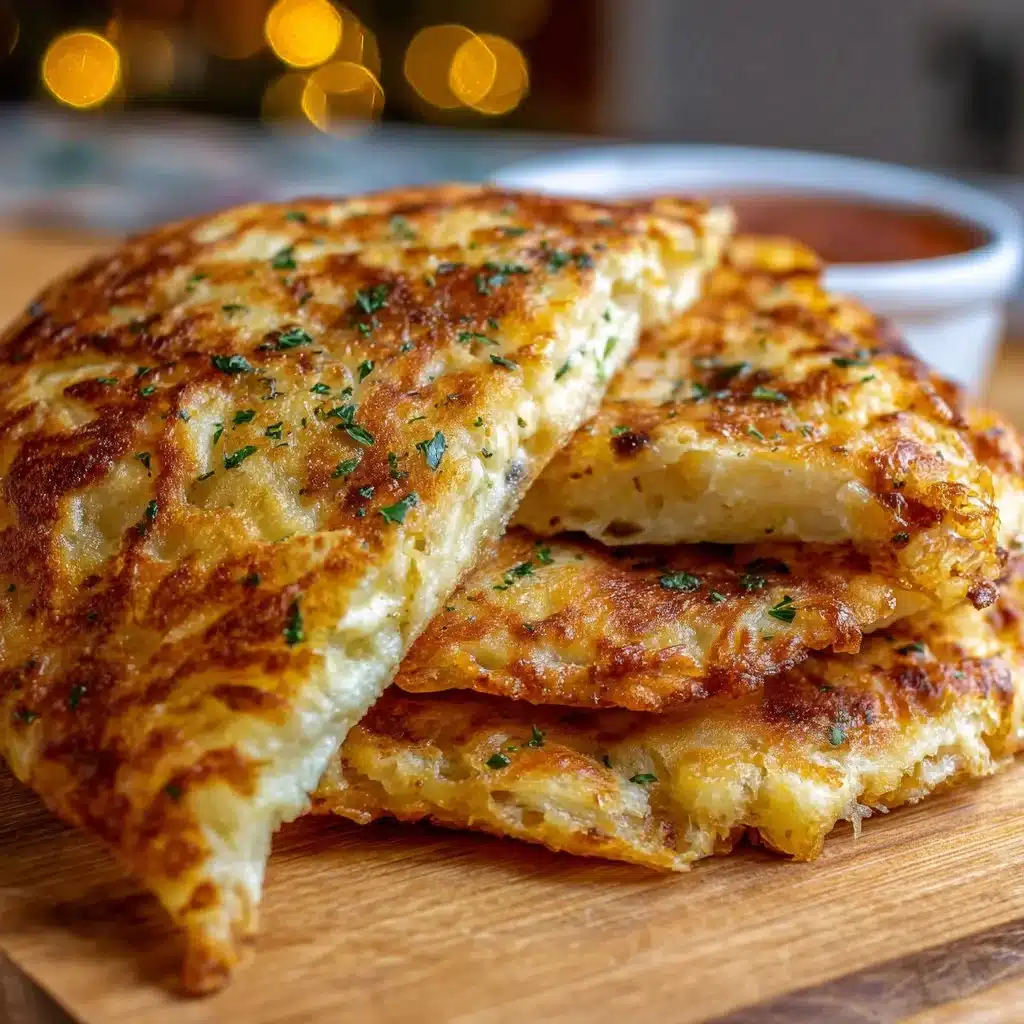 Crispy air fryer cheesy tortilla garlic bread with herbs and spices