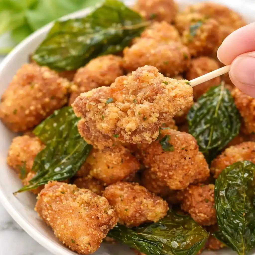 Delicious crispy Taiwanese Popcorn Chicken served with seasoning mix