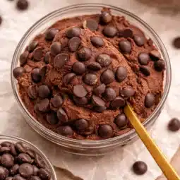 High Protein Brownie Batter made with healthy ingredients for a quick dessert