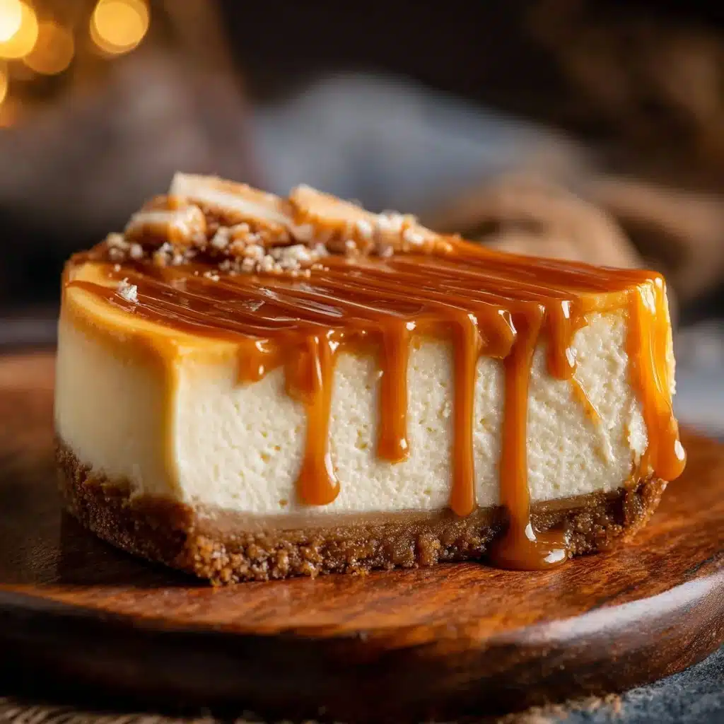 Delicious Dulce de Leche Cheesecake topped with caramel drizzle and whipped cream