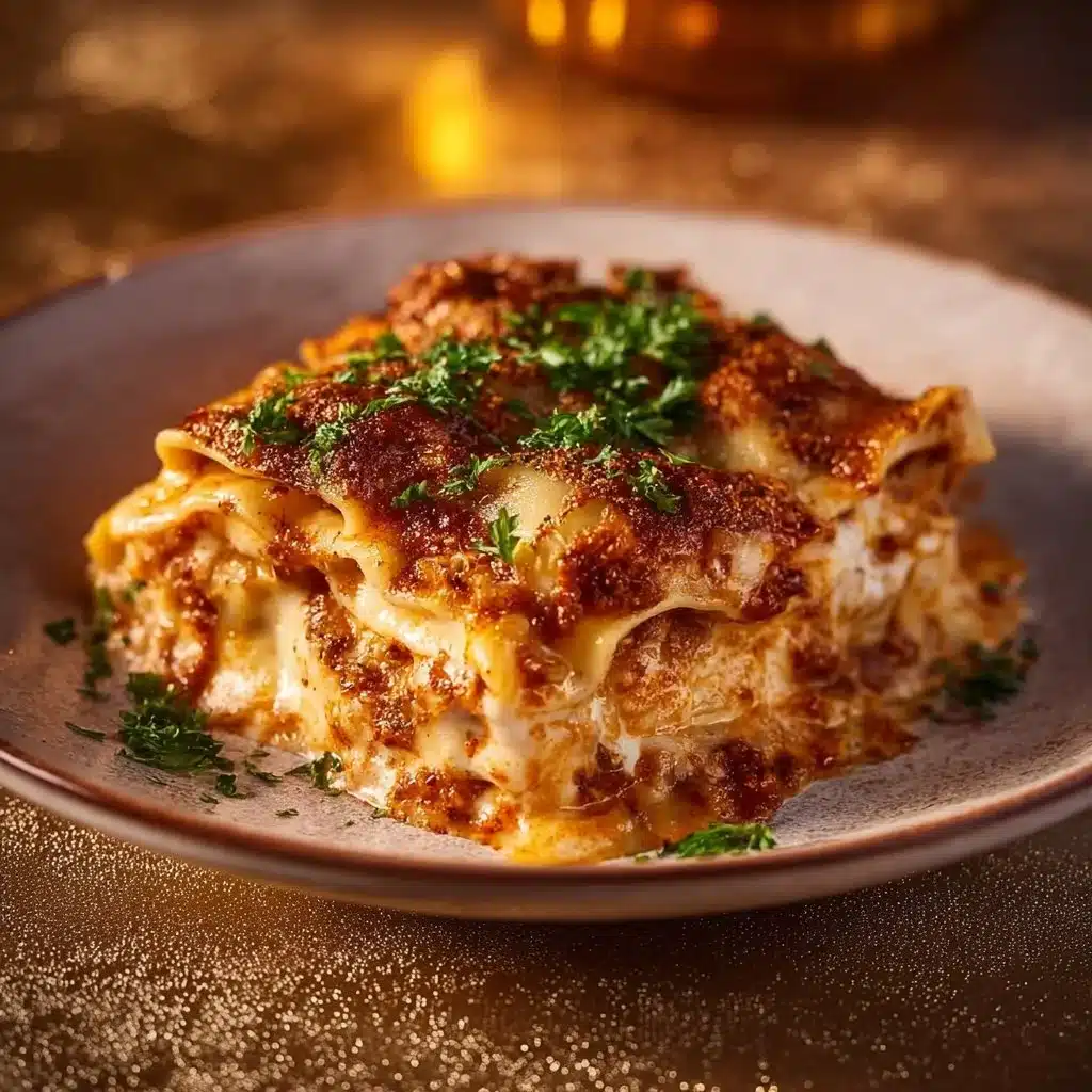 Delicious dumpling lasagna layered with savory ingredients and cheesy goodness.