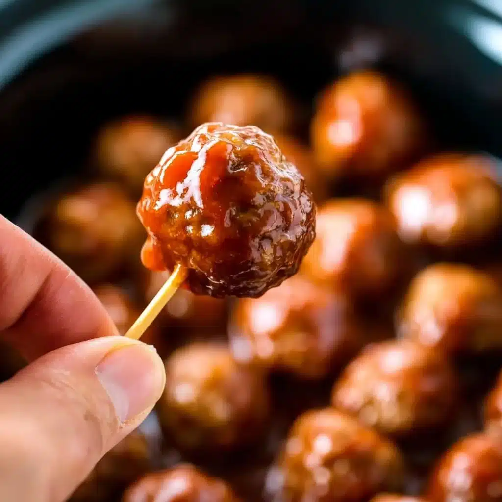A plate of gluten-free BBQ meatballs ready to serve.