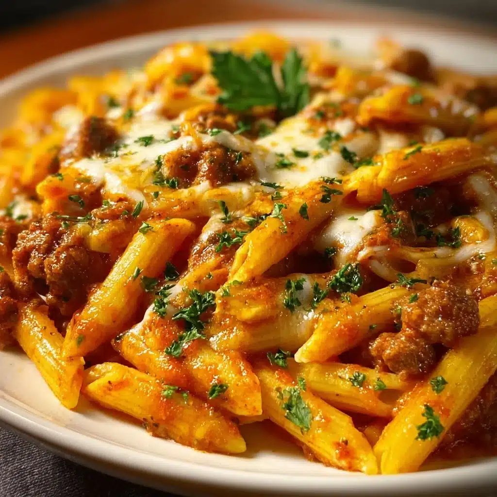 Creamy Ground Beef Penne in Tomato Sauce with Cream Cheese