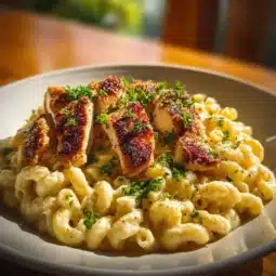 High protein honey garlic butter chicken served with vegetables on a plate