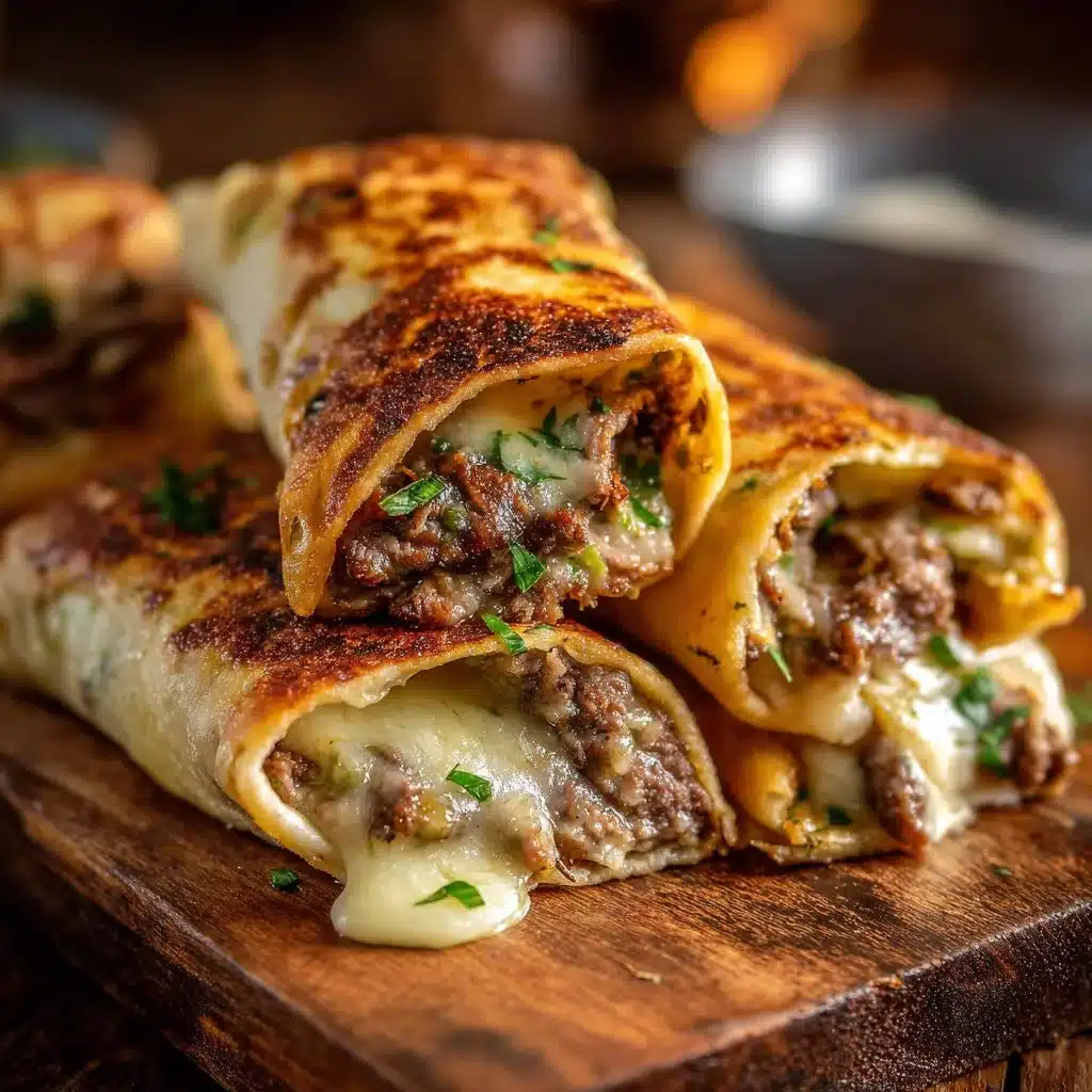 Delicious Keto Philly Cheesesteak Rolls served on a plate with toppings.
