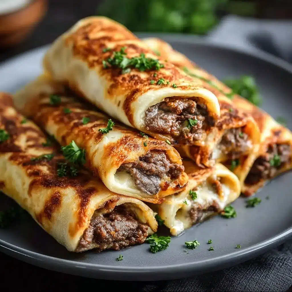 Keto Philly Cheesesteak Rolls served on a plate with toppings