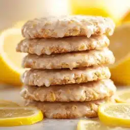 Delicious Lemon Oatmeal No-Bake Cookies on a plate for dessert.