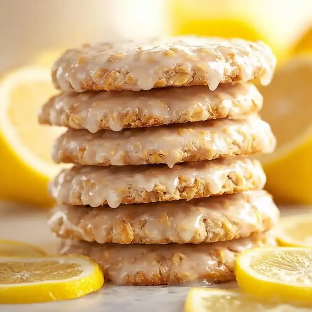 Delicious Lemon Oatmeal No-Bake Cookies on a plate for dessert.