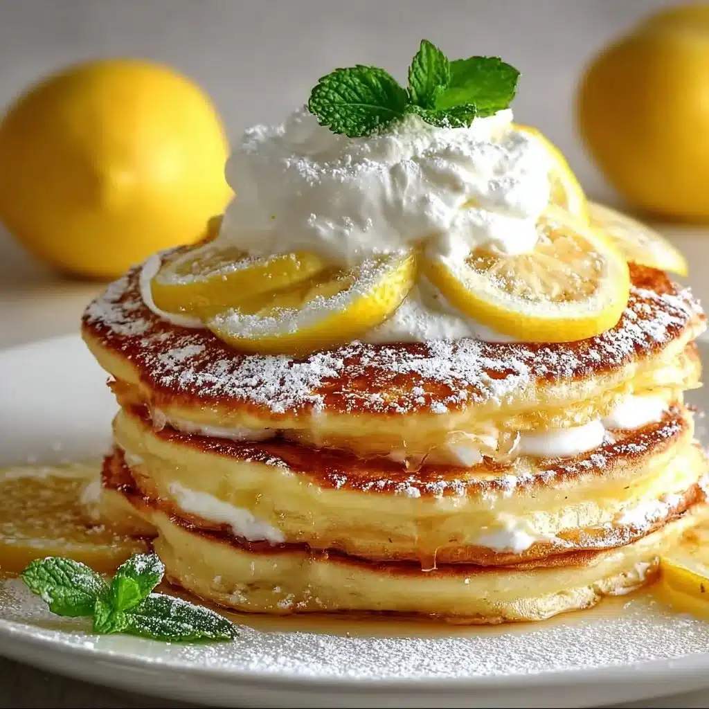 Delicious Lemon Ricotta Pancakes topped with fresh berries and syrup