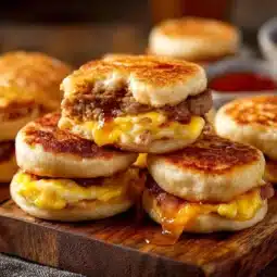 Delicious McGriddle Bites with savory filling, perfect for a quick breakfast.