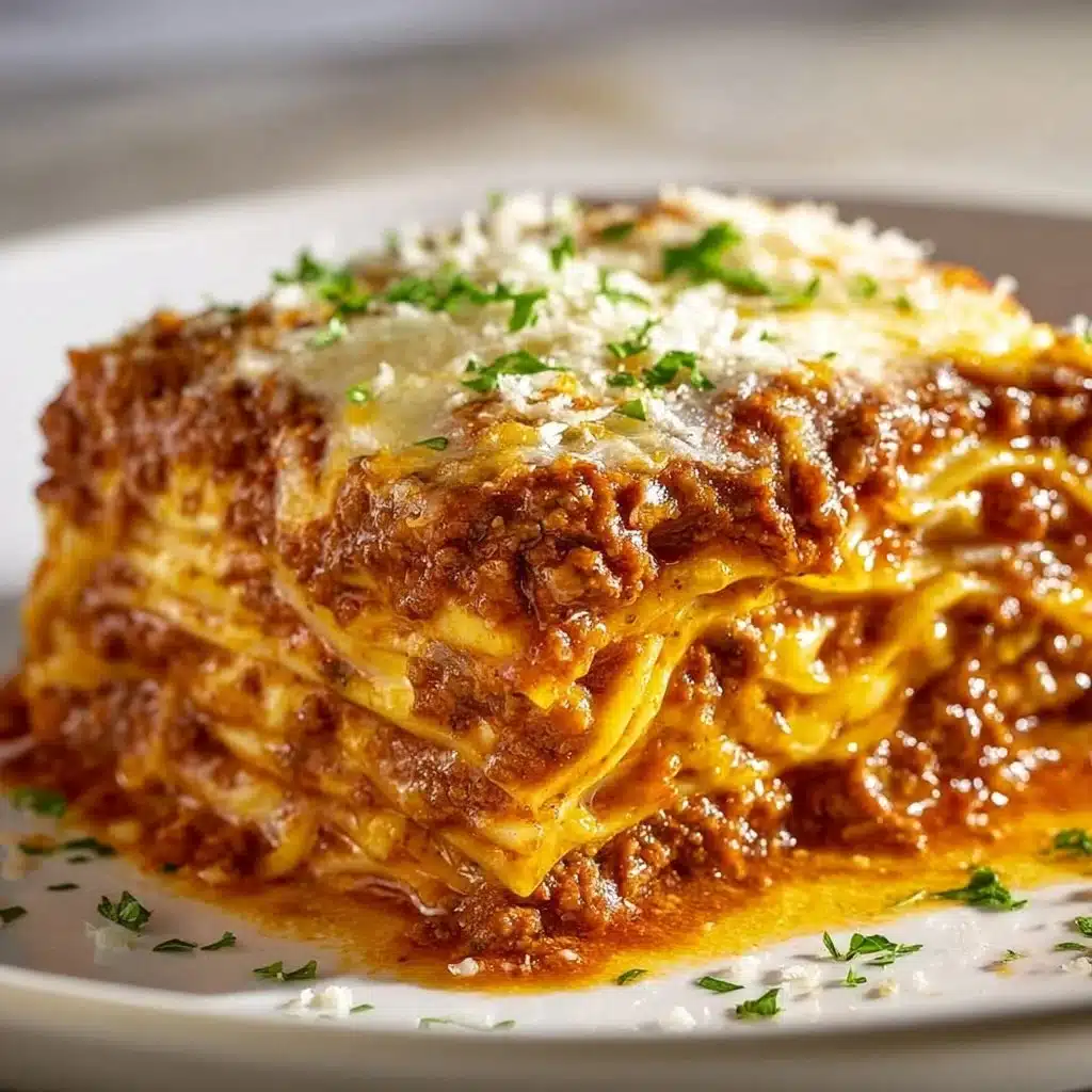 Baked Million Dollar Spaghetti topped with cheese and herbs, ready to serve.