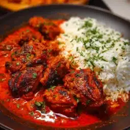 Bowl of flavorful Nigerian Chicken Stew garnished with herbs