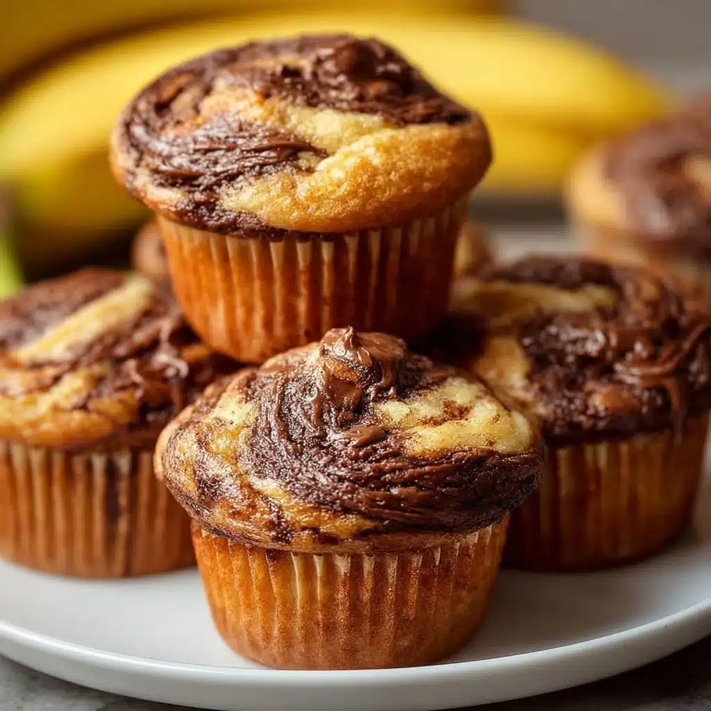 Delicious Nutella banana muffins with a rich Nutella swirl