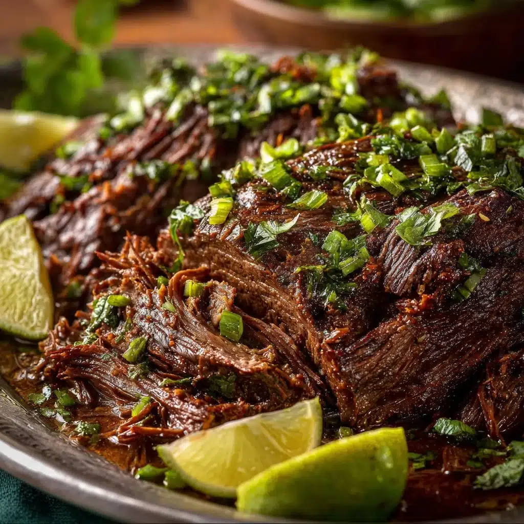 Delicious slow cooker beef shoulder roast with herbs and spices.