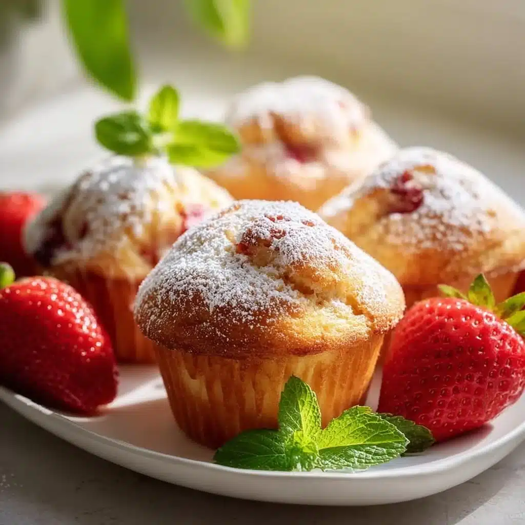 Freshly baked strawberry yogurt muffins on a cooling rack