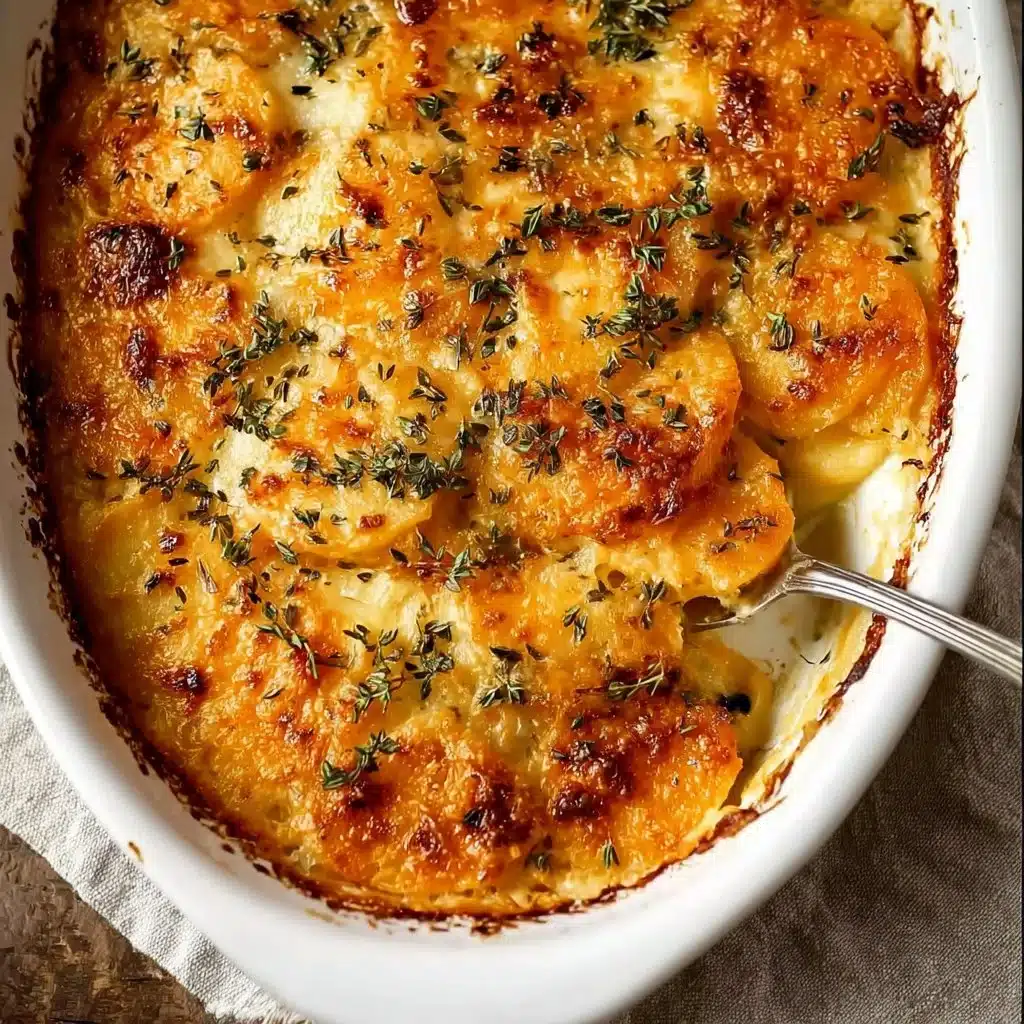 Delicious sweet potato gratin with creamy layers and crispy topping