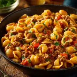 Delicious Taco Pasta dish served with toppings