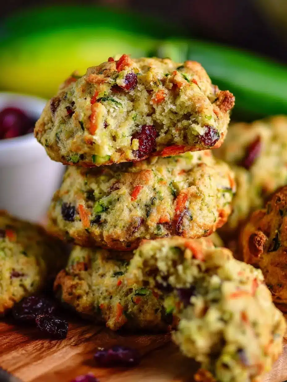 Freshly baked zucchini cookies on a cooling rack