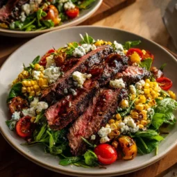 Balsamic Steak Salad with Gorgonzola cheese and fresh vegetables