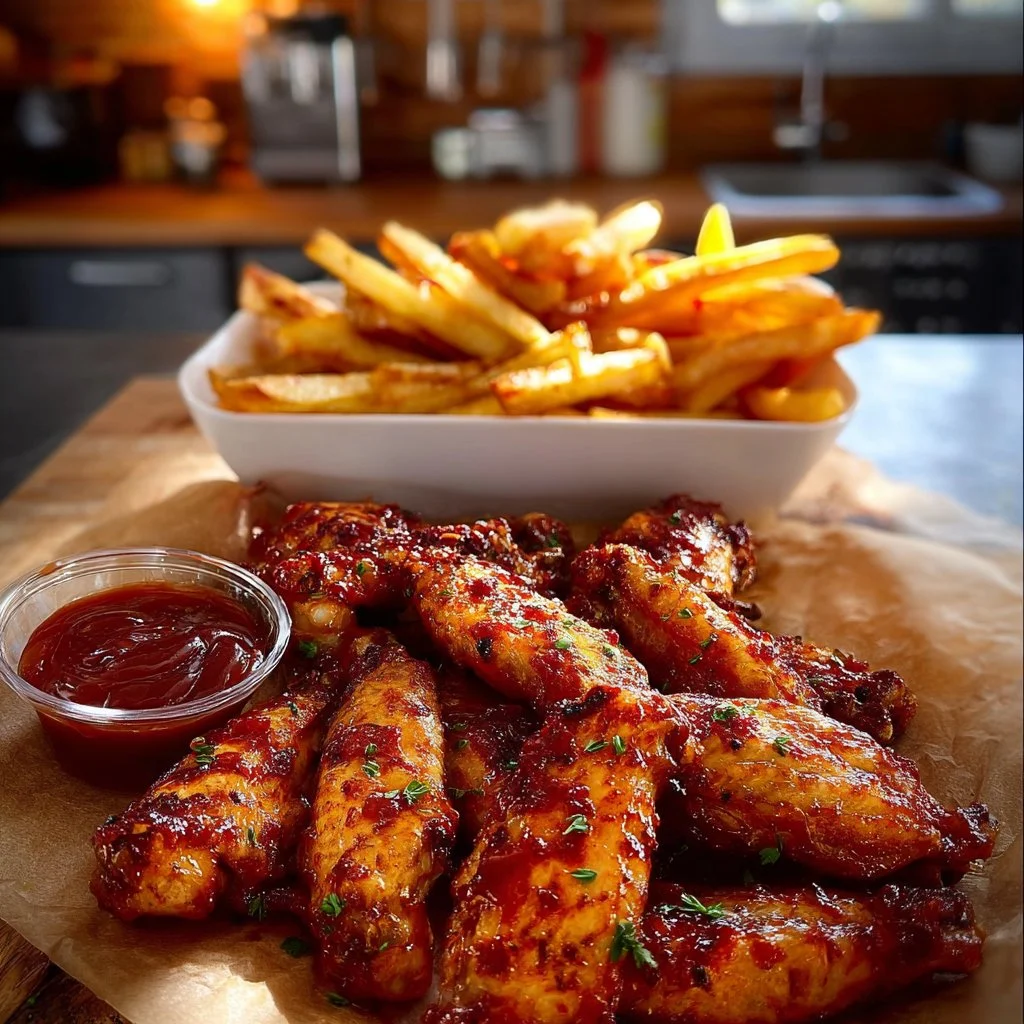BBQ Chicken Wings & Crispy Fries