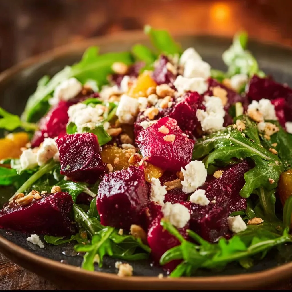 Beet Salad with Feta Cheese and Arugula