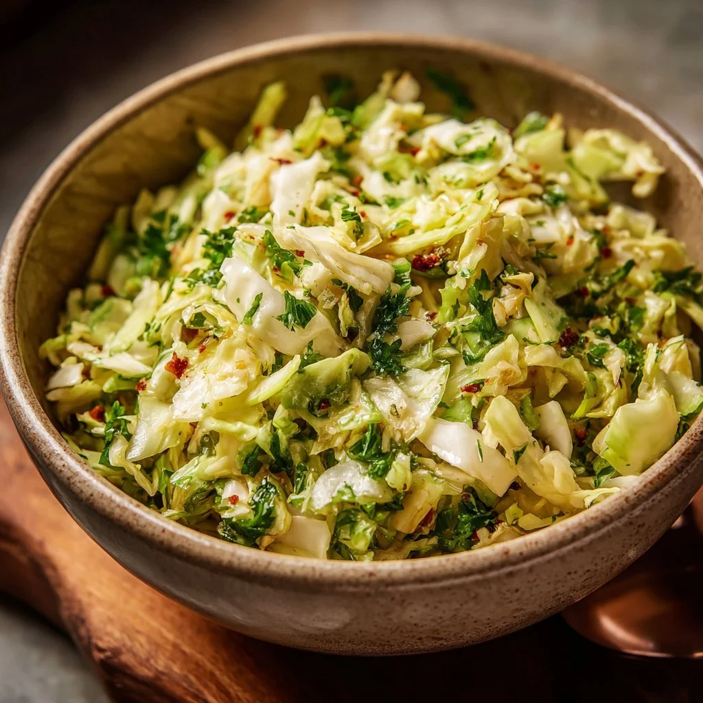 Delicious cabbage salad with fresh vegetables and dressing on a white plate