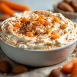 Delicious Carrot Cake Dip served with crackers and carrot sticks