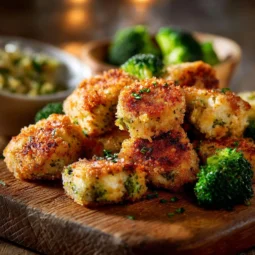 Delicious Chicken and Broccoli Nuggets on a plate