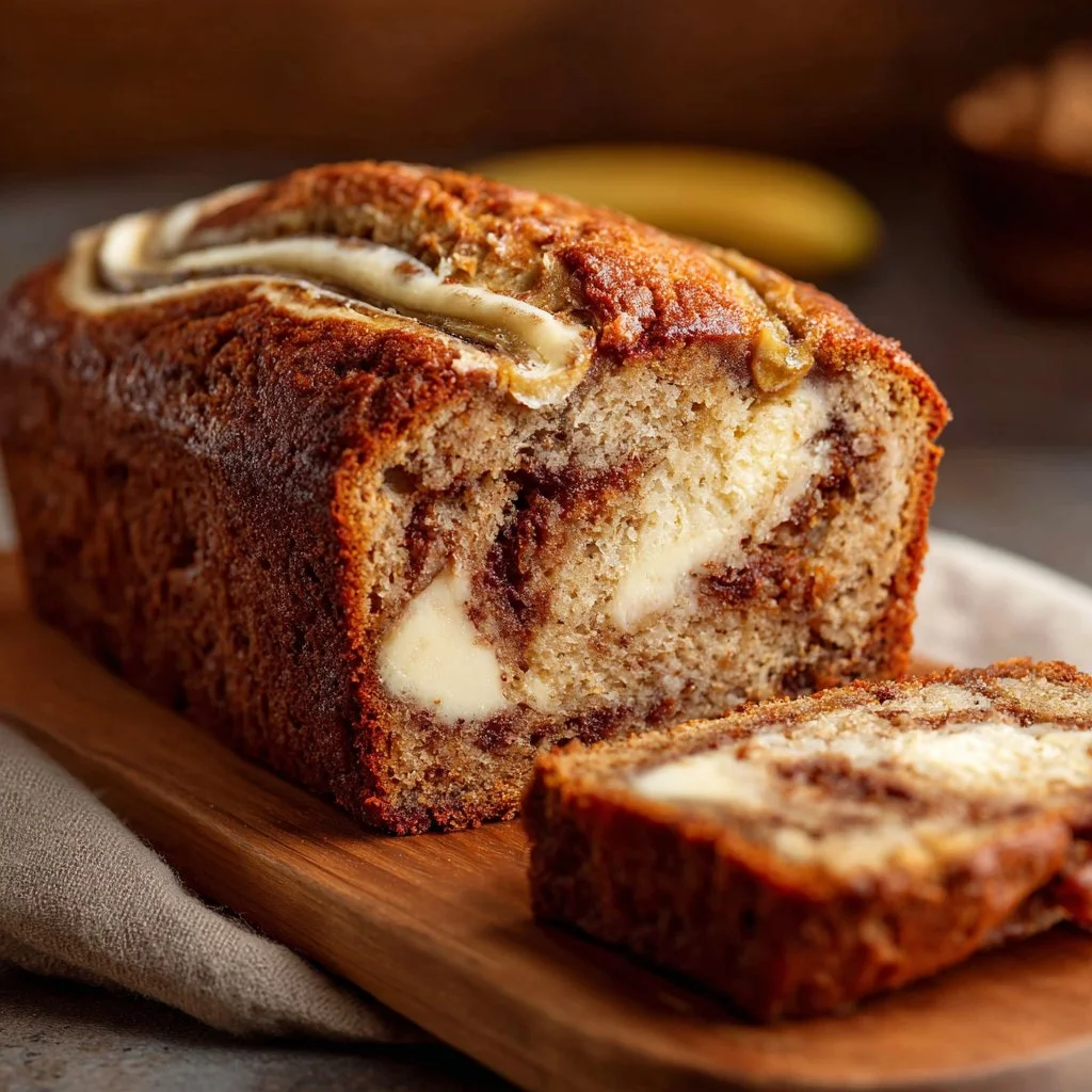 Cream Cheese Cinnamon Swirl Banana Bread