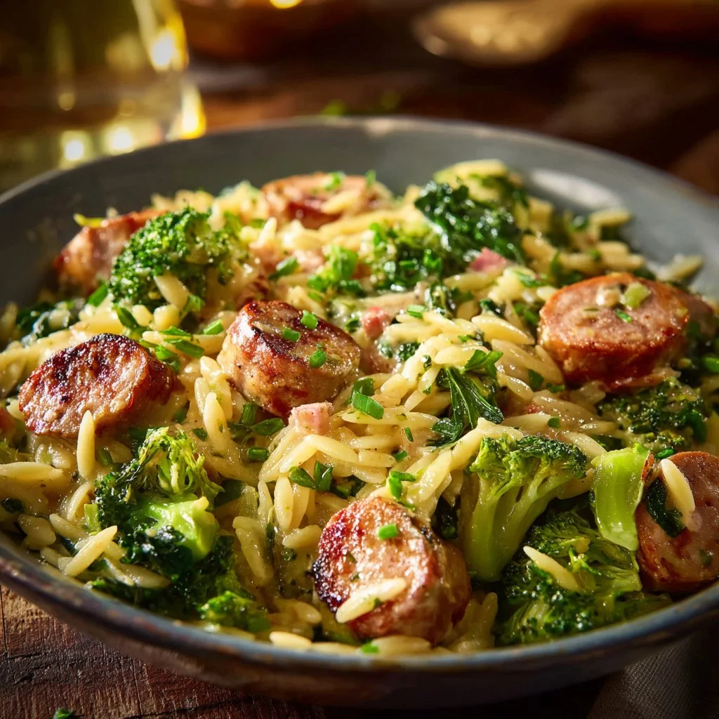 Creamy Chicken Sausage Orzo
