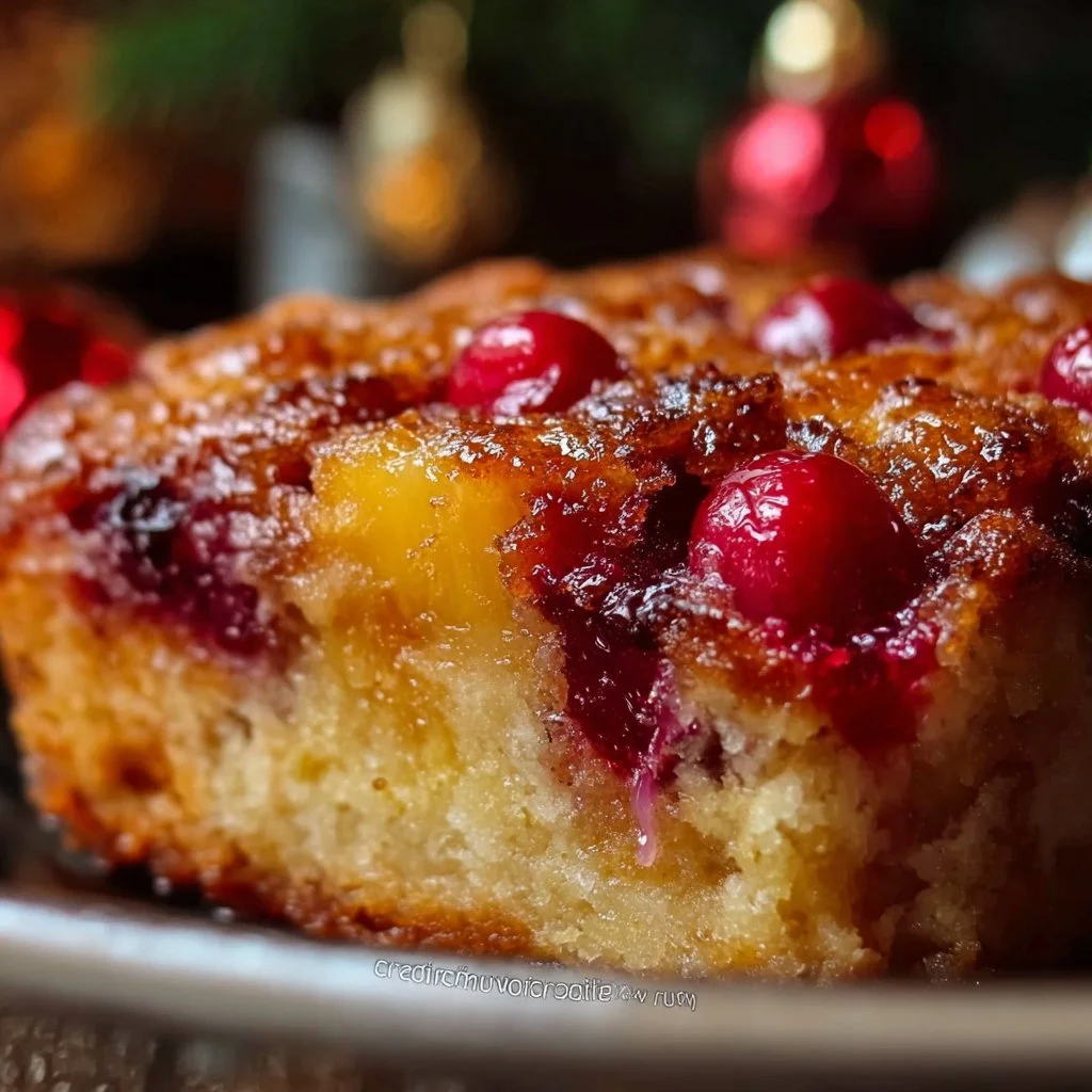 Delicious easy cherry pineapple dump cake served on a plate