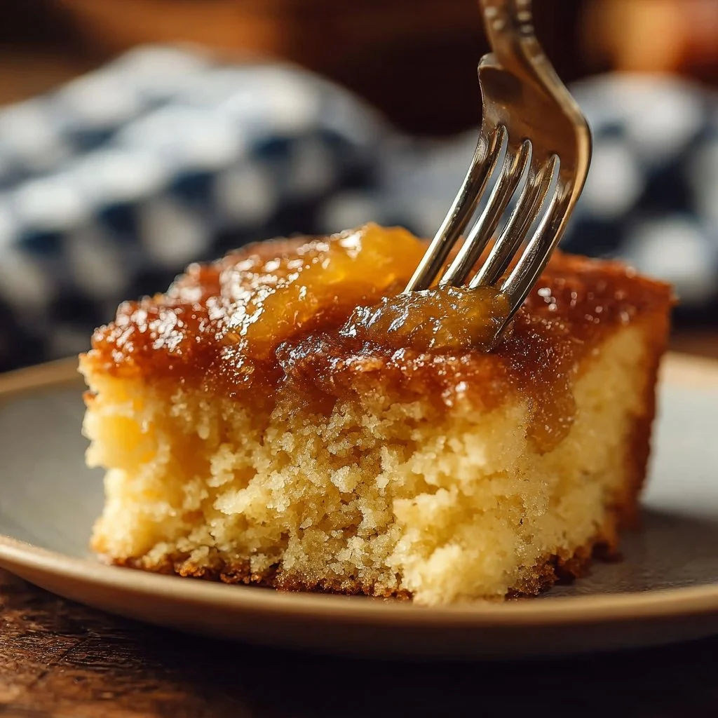 Delicious easy pineapple dump cake served in a dessert dish