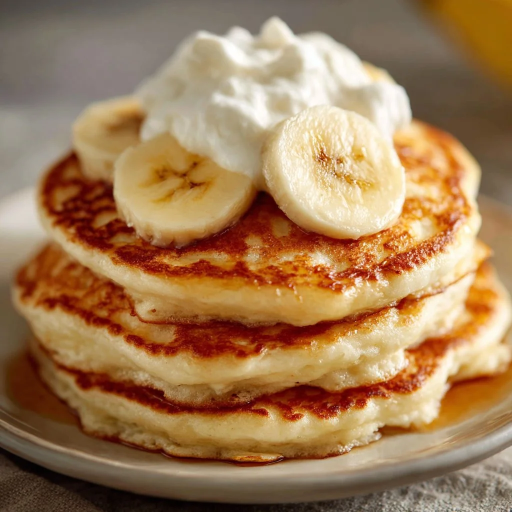 Fluffy Banana Cottage Cheese Pancakes