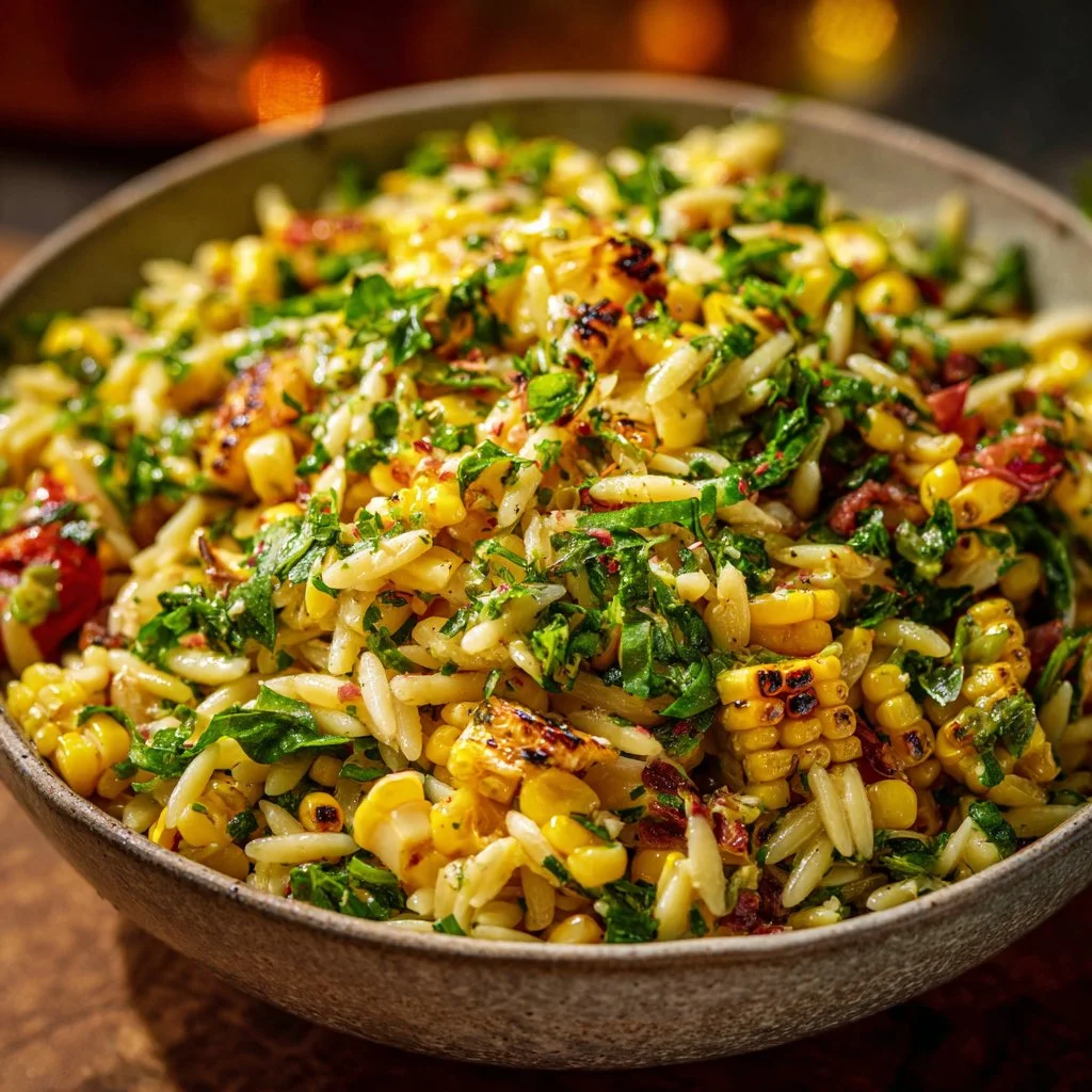 Grilled Corn Orzo Salad