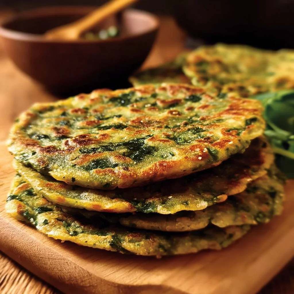 Delicious lentil spinach flatbread recipe ready to be enjoyed.