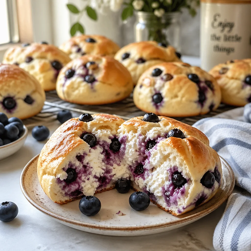 Fluffy Cottage Cheese Blueberry Cloud Bread