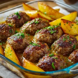 Delicious tahini kofta served with fresh herbs and tahini sauce