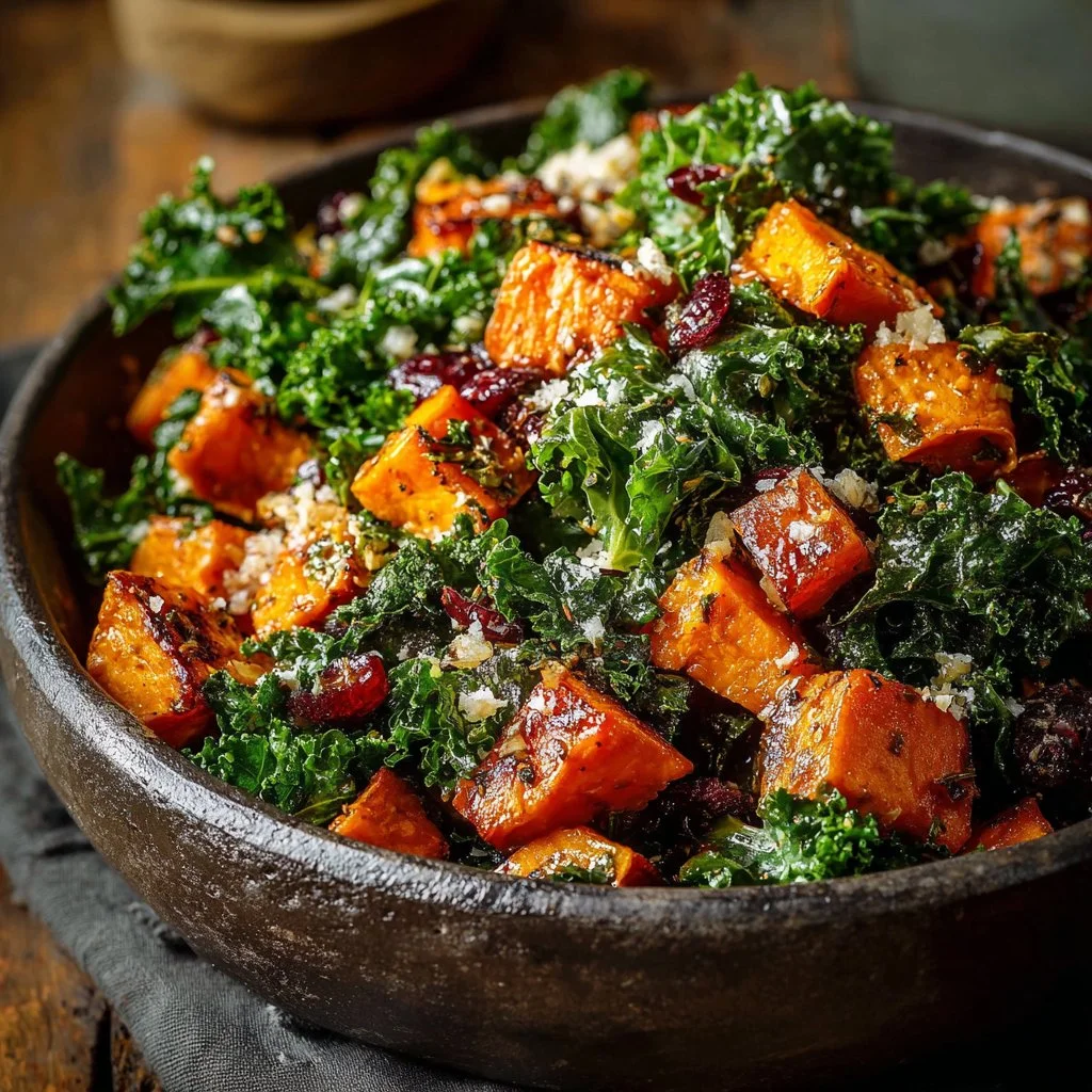 Roasted Sweet Potato Kale Salad