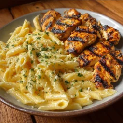 Delicious Ultimate Cheesy Chicken Pasta Plate served in a bowl