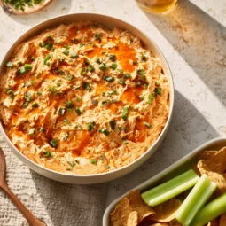 Delicious Buffalo Chicken Salad with vibrant ingredients and spicy sauce