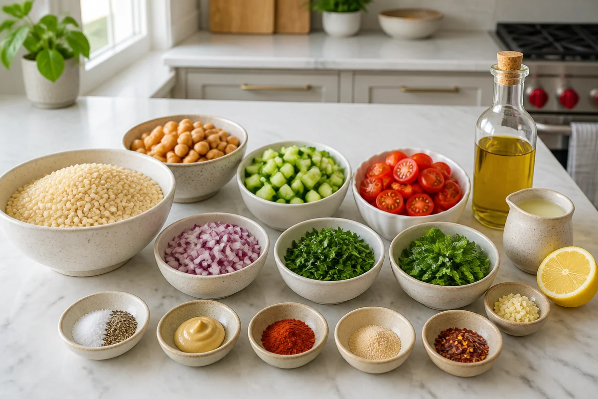 Pearl Couscous Salad with Crispy Chickpeas